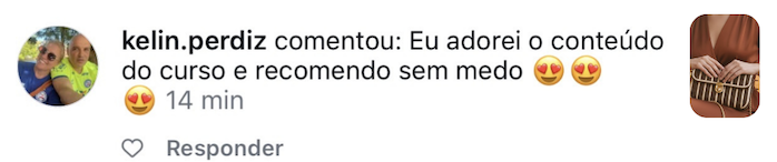 Comentário de aluna no Instagram 1