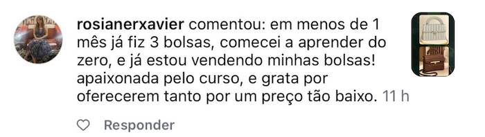Comentário de aluna no Instagram 6